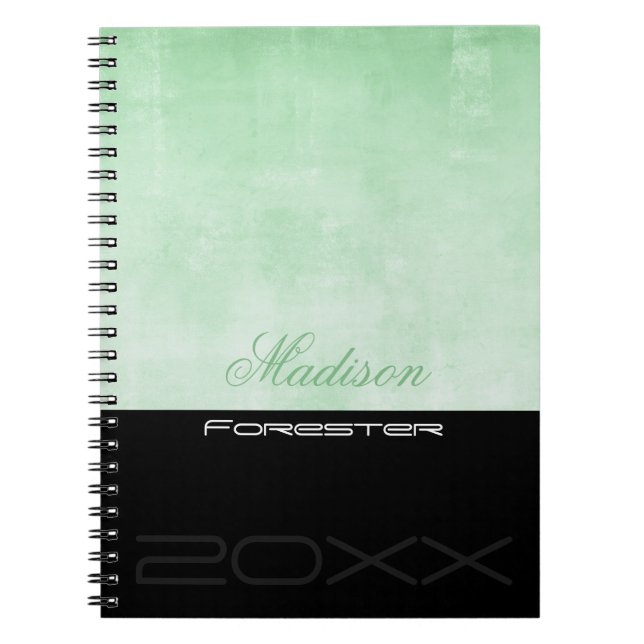 Personalise stylish Pistachio Black Notebook (Front)