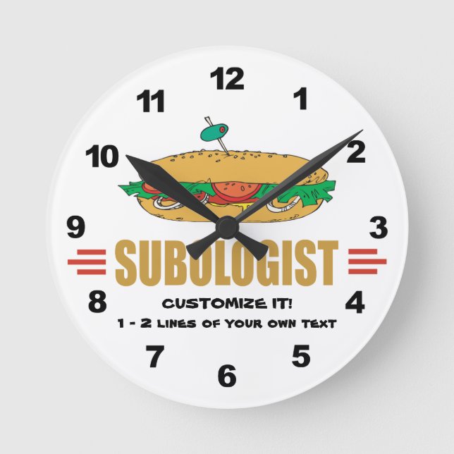 Personalise Sub Sandwiches Round Clock (Front)