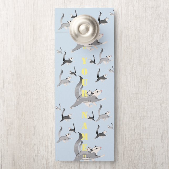 Personalise Sugar Glider Door Knob Plaque Hanger (On Knob)