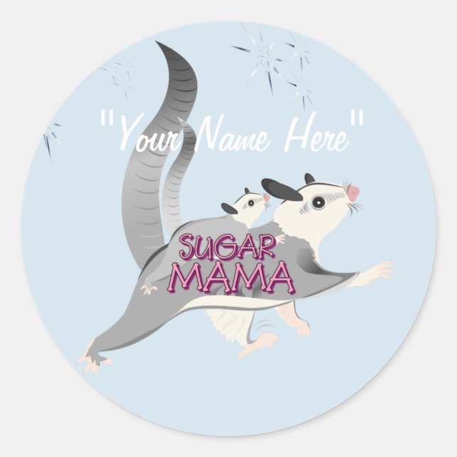 Personalise Sugar Glider Sticker with your name. (Front)