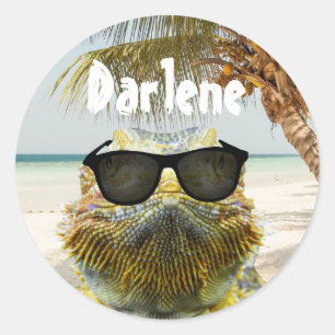 Personalise Summer Beach Fun Classic Round Sticker