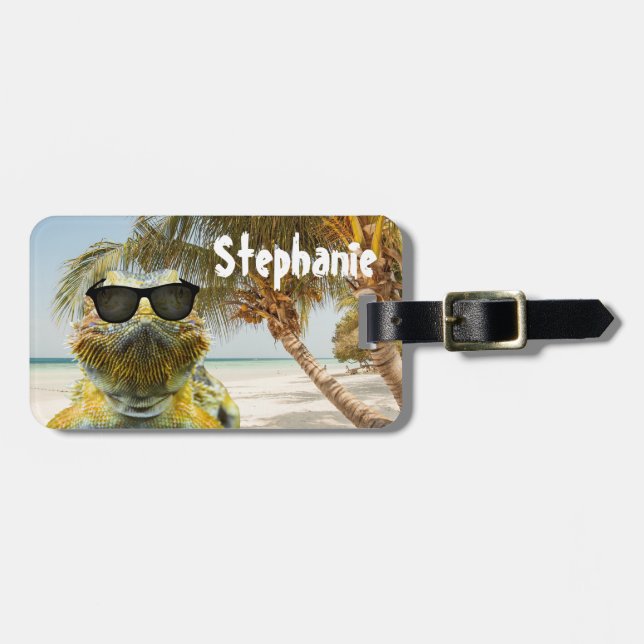 Personalise Summer Beach Fun Luggage Tag (Front Horizontal)
