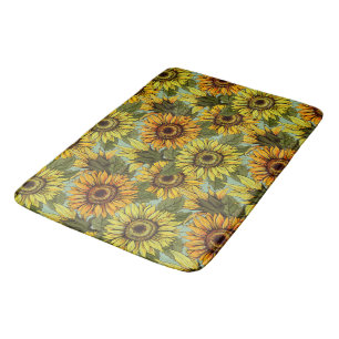 Personalise Sunflower with Foliage Sage Background Bath Mat