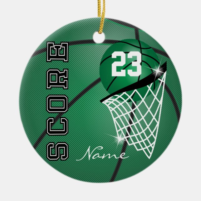 Personalise Superstar Basketball Ceramic Tree Decoration (Front)