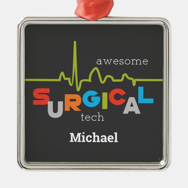 Personalise, Surgical Tech Week Awesome Metal Tree Decoration (Front)