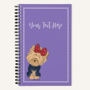 Personalise Sweet Yorkie with Bow Custom Notebook