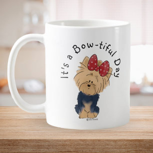 Personalise Sweet Yorkie with Bow Simple White Coffee Mug