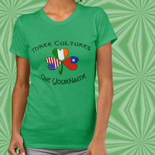Personalise Taiwan China Ireland USA Shamrock T-Shirt
