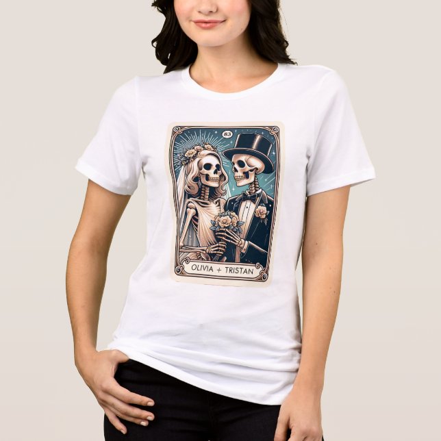 Personalise Tarot Theme Wedding Newlyweds Tri-Blend Shirt (Front)