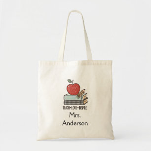 Personalise Teach Love Inspire Gift For Teacher Tote Bag