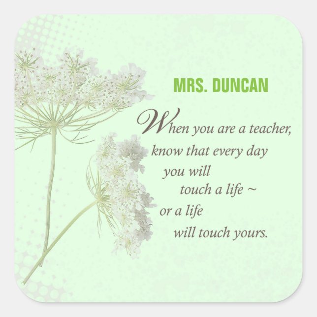 Personalise, Teacher Appreciation Day Thank You Square Sticker (Front)