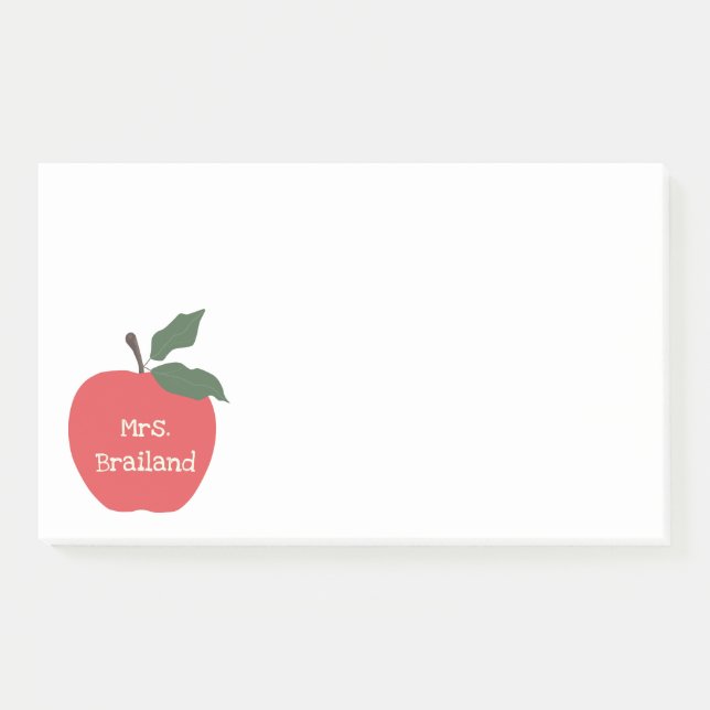 Personalise teacher gift apple custom post-it notes (Front)