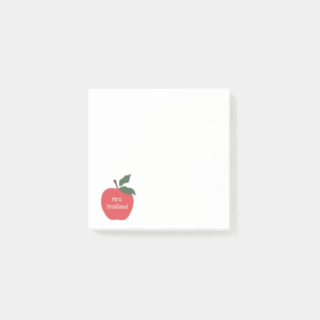 Personalise teacher gift apple custom post-it notes (Front)