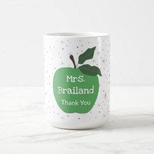 Personalise teacher name custom green apple coffee mug