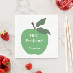 Personalise teacher name custom green apple napkin