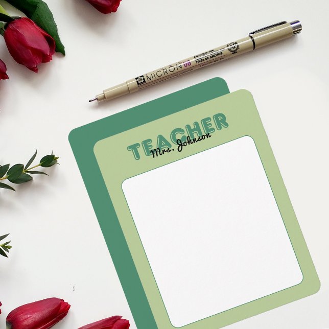 Personalise Teacher Stationery Year End Green Card (Personalize Teacher Stationery Year End Green Note Card)