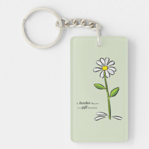 Personalise, Teacher Thank You, Religious Flower Key Ring
