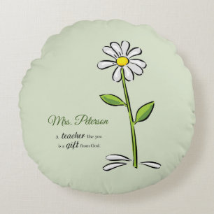 Personalise, Teacher Thank You, Religious Flower Round Cushion