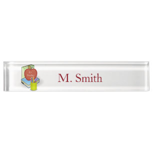 Personalise Teachers', Apple, Books and Pencils Nameplate