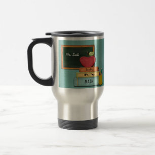 Personalise Teachers', Apple, Books and Pencils Travel Mug