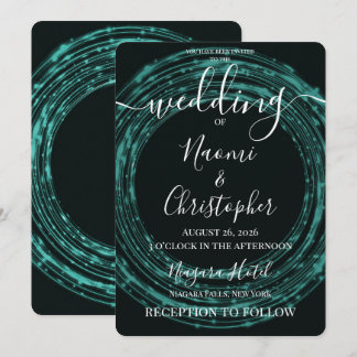 Personalise: Teal Green Circles Wedding Invitation