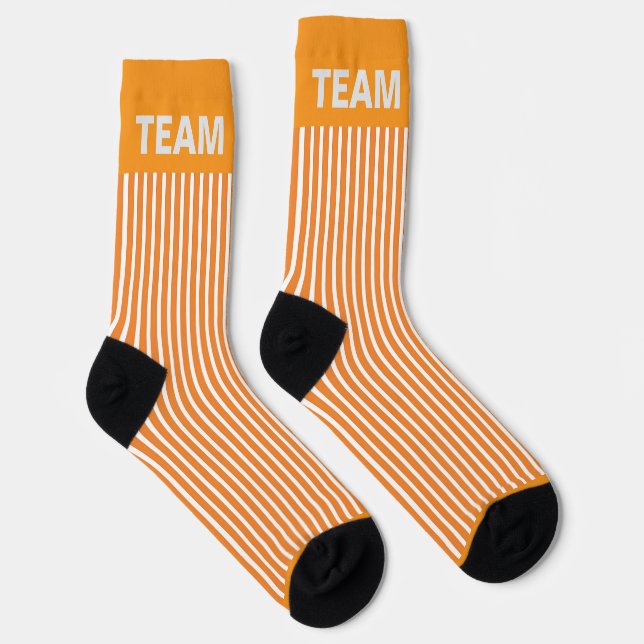 Personalise TEAM NAME Orange Stripe   Socks (Right)