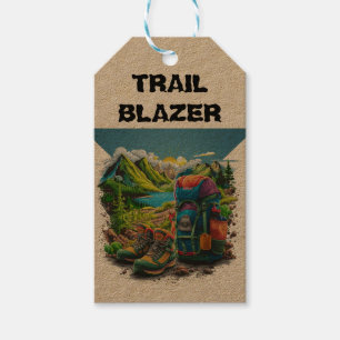 Personalise Text Camping Backpacking Theme Gift Tags