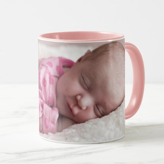 Personalise Text Custom Baby Photo Coffee Pink Mug (Creator Uploaded)