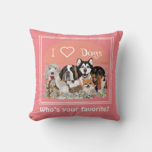 Personalise Text Dog Pack Club Throw Pillow