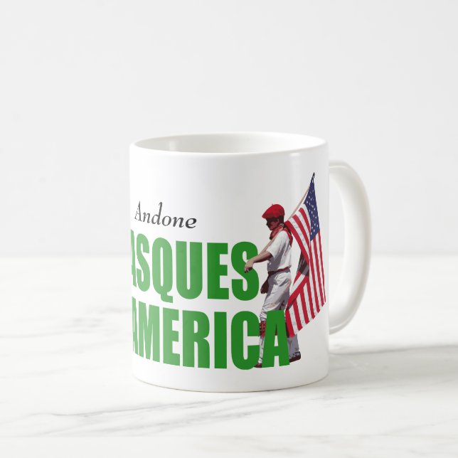 Personalise text, modern Basques in America logo: Coffee Mug (Front Right)