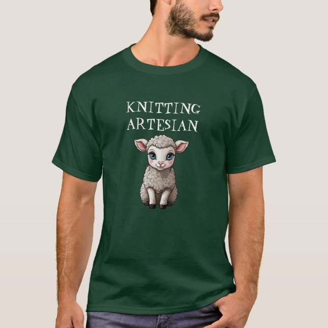 Personalise Text Pet Photo Knitting Artesian Gift T-Shirt (Front)