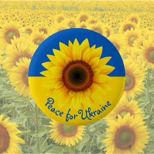 Personalise Text Ukraine Sunflower Yellow Blue 6 Cm Round Badge