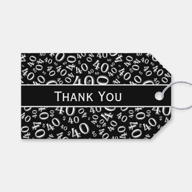 Personalise:  "Thank you" 40th Birthday Gift Tag (Front (Horizontal))