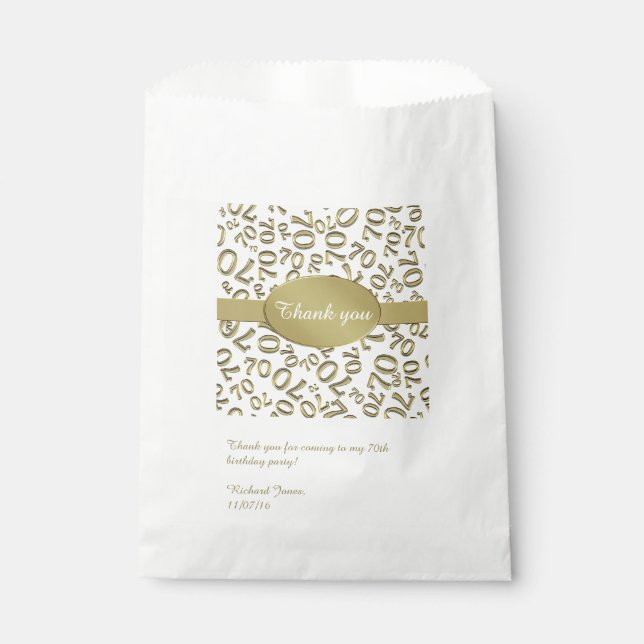 Personalise:  Thank You 70th Birthday Party Theme Favour Bags (Front)