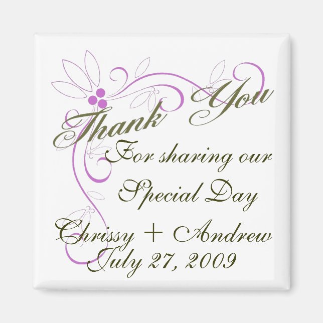 Personalise Thank You Wedding Favour Magnet (Front)