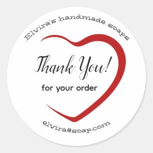Personalise "Thank You" with red heart Classic Round Sticker