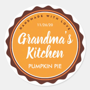 Personalise Thanksgiving Pie Label Kitchen Sticker