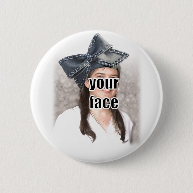 Personalise the Big Bow Hat 6 Cm Round Badge (Front)