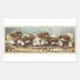 Personalise these cute vintage Puppy Stickers