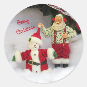 Personalise These Santa Builds a Snowman Stickers
