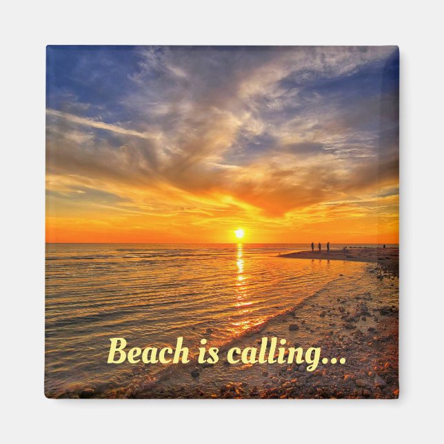 Personalise this 2 Inch Square Beach Magnet (Front)