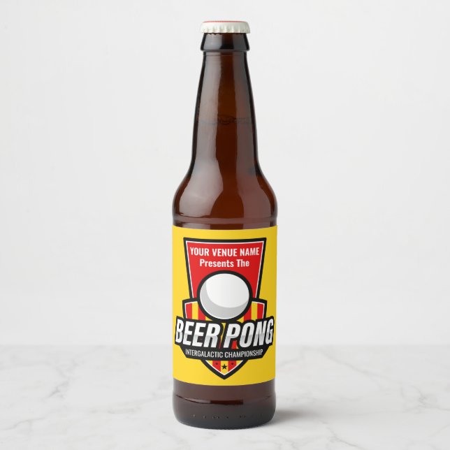 Personalise This Beer Pong Logo Bottle Label (Front)