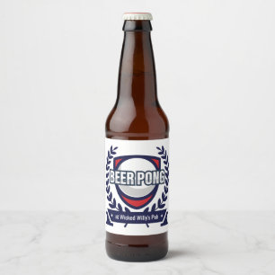 Personalise This Beer Pong Logo Bottle Label