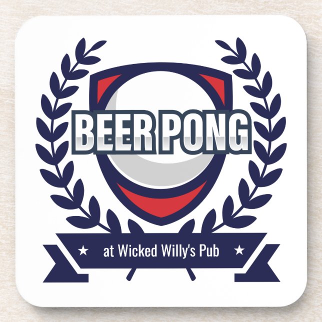 Personalise This Beer Pong Logo Coaster (Front)