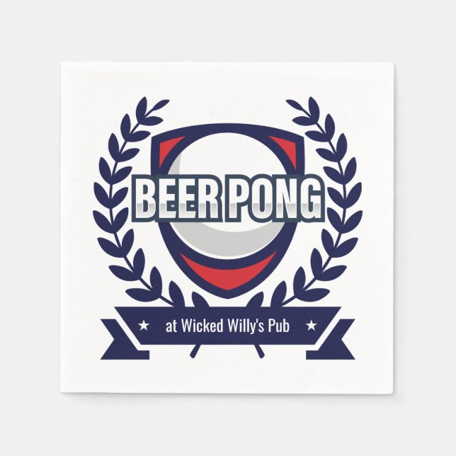Personalise This Beer Pong Logo Napkin (Front)