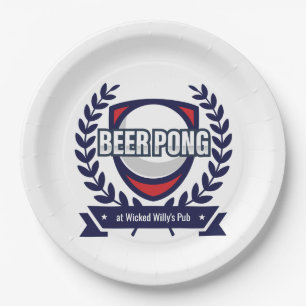 Personalise This Beer Pong Logo Paper Plate
