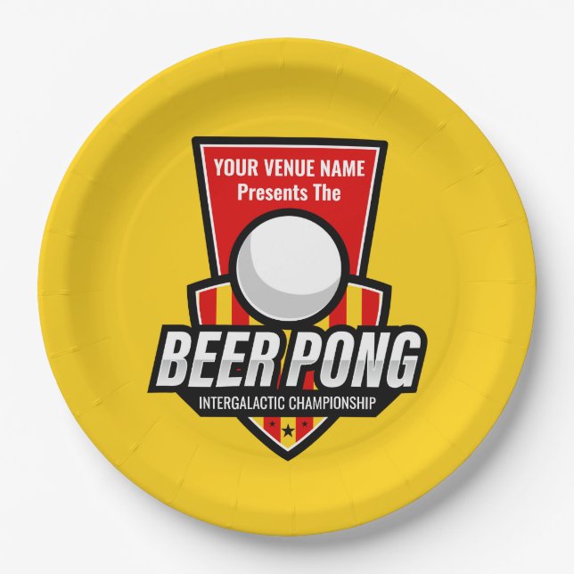 Personalise This Beer Pong Logo Paper Plate (Front)