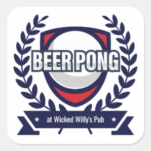 Personalise This Beer Pong Logo Square Sticker