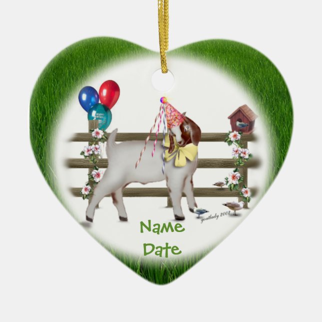 Personalise this Birthday Goat (Boer) Ornament (Front)