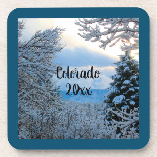 Personalise this Colorado Snowy Winter Scene Coaster